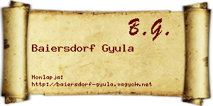 Baiersdorf Gyula névjegykártya